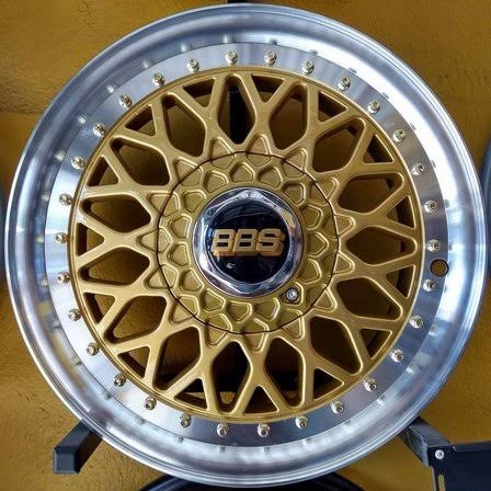 Roda esportiva BBS aro 15 multi furo dourada 4-100 e 4-108 Fiat Vw GM Ford sjc