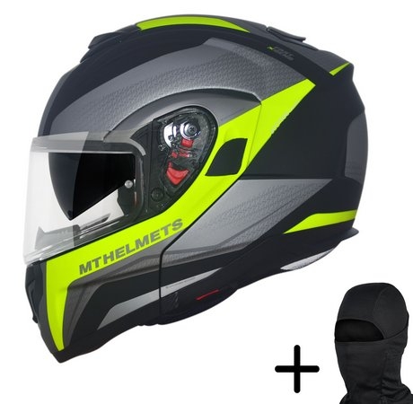 Capacete Moto MT Atom SV Tarmac Gloss Preto Fosco Amarelo