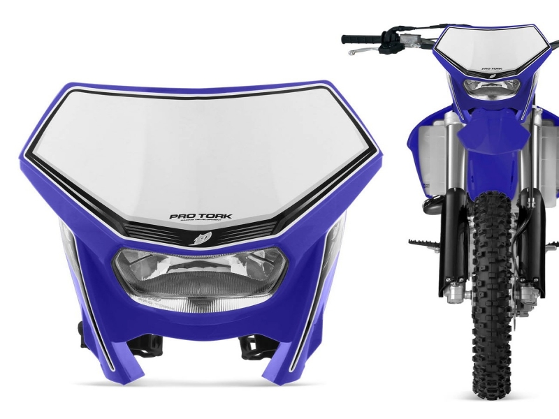 carenagem farol moto off road universal pro tork azul